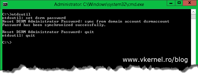 Reset DSRM Administrator Password
