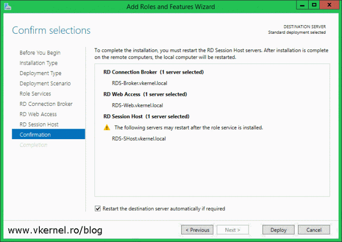 Install RDS roles on Windows Server 2012 R2