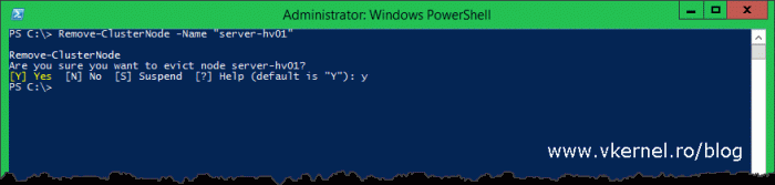 Evicting the Hyper-V node from the Failover Cluster using PowerShell