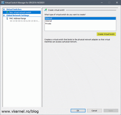 Naming and binding the Hyper-V virtual switch