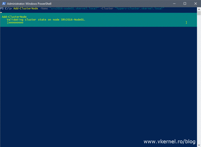 Adding the 2016 node to the cluster using PowerShell