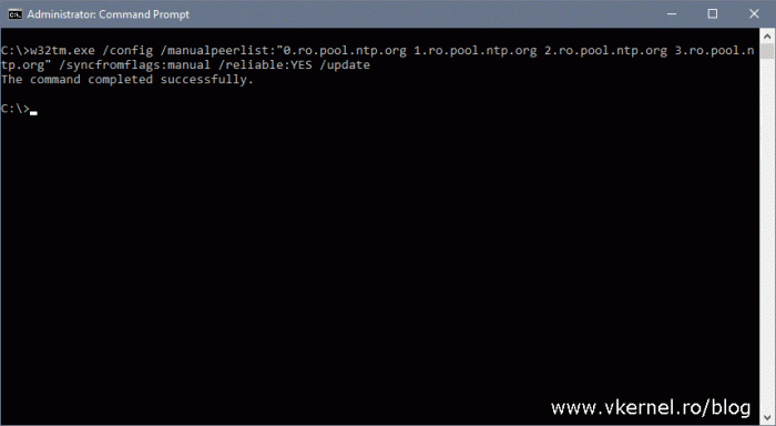 Setting new NTP server using the command line