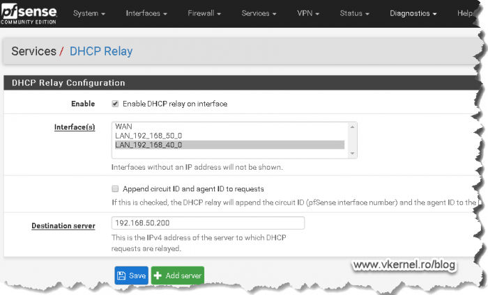 Configuring DHCP Relay agent in the firewall