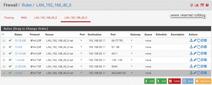Opening port 445 on TCP in the firewall from the clients VLAN to WDS server