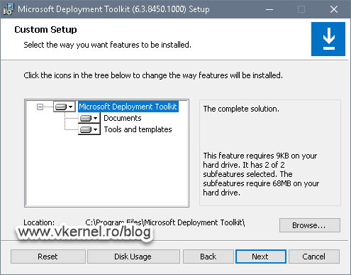 Choosing the MDT features for installation