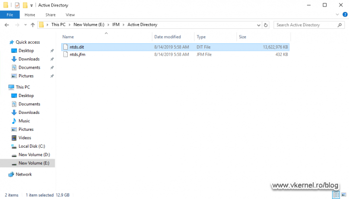 Folder view of the Active Directory export