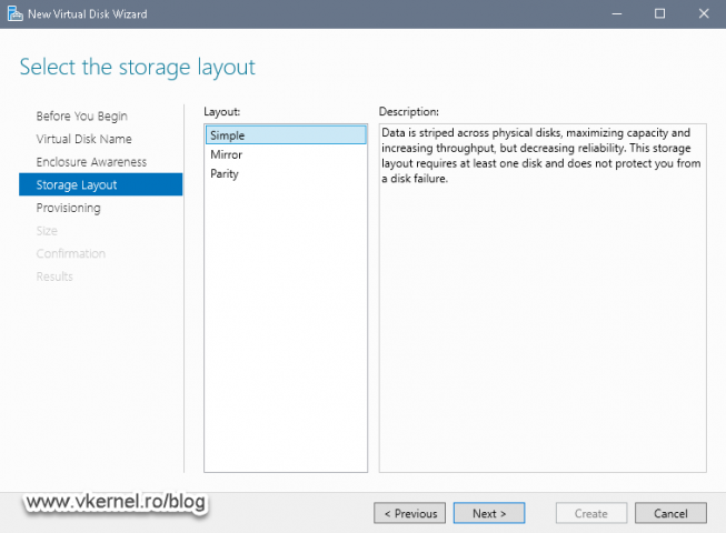 Choosing the type of storage layout for the virtual disk