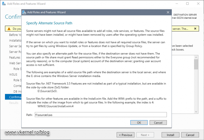 Providing a local source for the .NET Framework 3.5 installation files