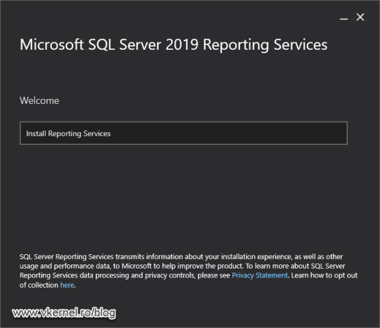 Install Reporting Service screen on the SSRS installation wizard