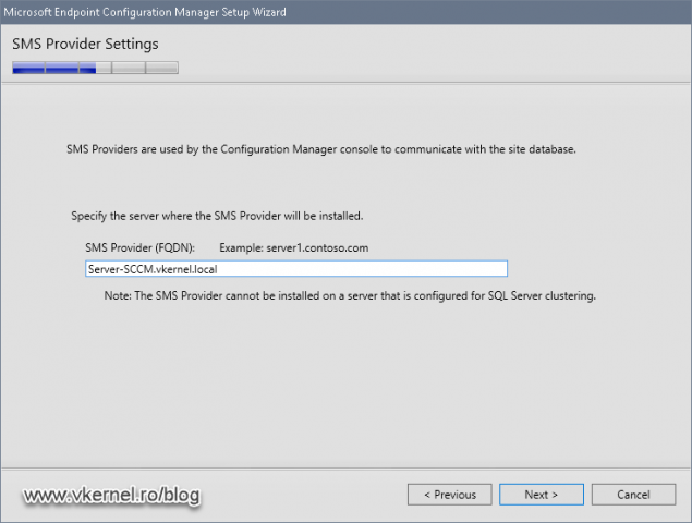 Typing in the SCCM provider server, which in our case is the SCCM server