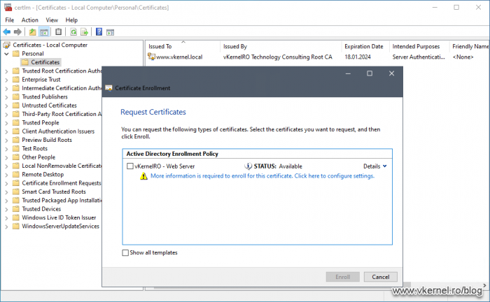 Computer accounts not being able to see user type certificates despite having Read permissions on the certificate template