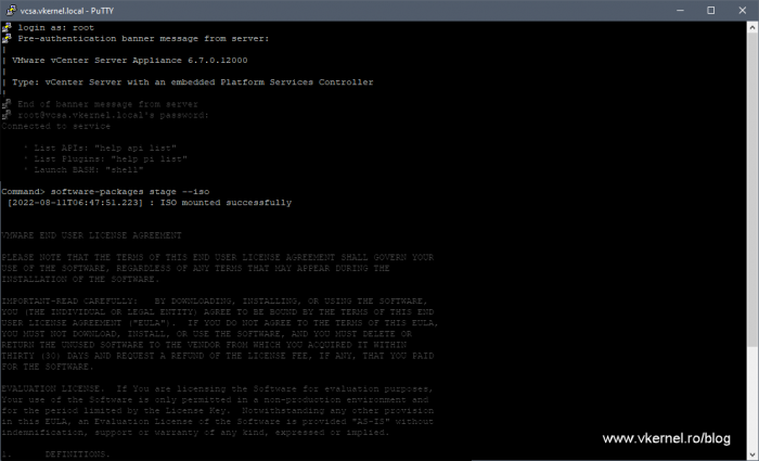 Staging the updates on the virtual appliance using the command line